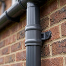 Traditional Downpipe Spare Socket 63mm Dia with Eared Fixings — RAL 7021 (in use)