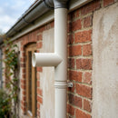 76mm Diameter Flush Joint Downpipe Branches — RAL 9016 / 92.5 Degrees (in use)
