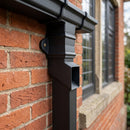 Traditional Aluminium Downpipe Shoe 72x72mm — Textured Black (in use)