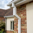 Flush Joint Adjustable Swanneck 72x72mm Aluminium Downpipe — RAL 9016 (in use)