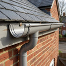 Half Round Aluminium Gutter Outlet 63mm Dia. 125mm — RAL 7036 (in use)