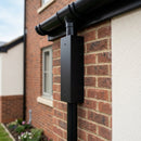 Aluminium Downpipe Access Plate 72x72mm — RAL 9005 (in use)