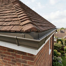 90° Aluminium Box Gutter Angle 135 x 100mm — RAL 7022 (in use)