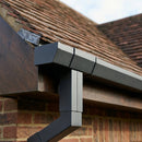 72x72mm Aluminium Gutter Outlet Spigot Extender — RAL 7021 (in use)