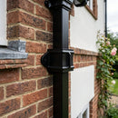 Traditional Downpipe Spare Socket Eared 72x72mm Aluminium — RAL 9005 (in use)