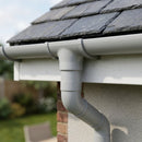 76mm Aluminium Gutter Outlet Spigot Extender — RAL 7035 (in use)
