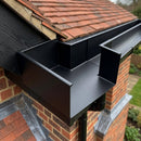 90° Aluminium Box Gutter Angle 135 x 100mm — RAL 9005 (in use)