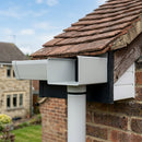 Aluminium Box Gutter Outlet 76mm Dia – 135 x 100mm — RAL 7035 (in use)