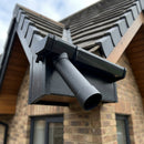 76mm Aluminium Gutter Outlet Spigot Extender – 250mm — Textured Black (in use)
