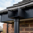 Aluminium Box Gutter Outlet 76mm Dia – 135 x 100mm — Textured Black (in use)