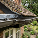 Half Round Aluminium Gutter Angle 90° - 125mm — RAL 7022 (in use)