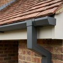 72x72mm Aluminium Gutter Outlet Spigot Extender — RAL 7022 (in use)