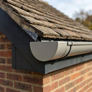 130mm Deepflow Aluminium Gutter Stop End — RAL 7036 (in use)