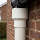 76mm Ø Outlet to Downpipe Length Connector — RAL 9010 (in use)