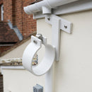 Adjustable Aluminium Pipe Clip 63mm Diameter — RAL 9016 (in use)