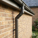 Flush Joint Adjustable Swanneck 63mm Downpipe Connector — RAL 7022 (in use)