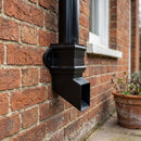 Traditional Aluminium Downpipe Shoe 72x72mm — RAL 9005 (in use)