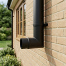 76mm Diameter Flush Joint Aluminium Downpipe Bends — RAL 7022 / 92.5 Deg (in use)