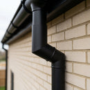 76mm Diameter Flush Joint Aluminium Downpipe Bends — RAL 7021 / 92.5 Deg (in use)
