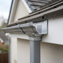 Moulded Ogee Gutter Outlet 72×72mm – 125×100mm Connection — RAL 9006 (in use)