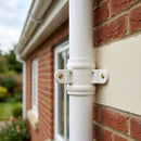 Traditional Downpipe Spare Socket 63mm Dia with Eared Fixings — RAL 9010 (in use)