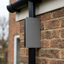 Aluminium Downpipe Access Plate 72x72mm — RAL 7037 (in use)