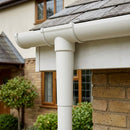 76mm Aluminium Gutter Outlet Spigot Extender — RAL 9010 (in use)