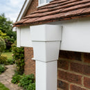 Aluminium Gutter Outlet Spigot Extender 72×72mm — RAL 9016 (in use)