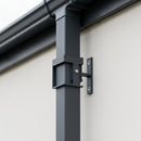 Adjustable Aluminium Pipe Clip 72×72mm – 30–100mm Offset — RAL 7021 (in use)