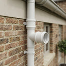 Traditional Aluminium Downpipe Branch 76mm Diameter — RAL 9010 / 92.5 Degrees (in use)