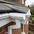 Moulded Ogee Gutter Outlet 72×72mm – 125×100mm Connection — RAL 9016 (in use)