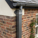 Traditional Aluminium Downpipe Sample — RAL 7037 / 72x72mm (in use)