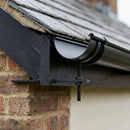 Half Round Aluminium Gutter Rise and Fall Bracket 125mm — Textured Black (in use)
