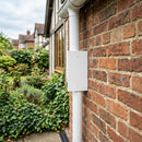 Aluminium Downpipe Access Plate 72x72mm — RAL 9016 (in use)