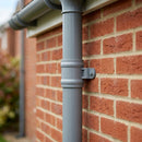 Traditional Downpipe Spare Socket 63mm Dia with Eared Fixings — RAL 7037 (in use)