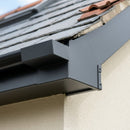 Aluminium Fascia Board Joint Cover V Return — RAL 7021 (in use)