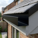 L Return Aluminium Fascia Board 30mm – 3m — RAL 9005 (in use)