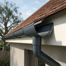 Deepflow Aluminium Gutter Outlet 63mm Dia – 130mm — RAL 7016 (in use)