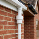 63mm Outlet to Downpipe Length Connector — RAL 9016 (in use)