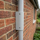 76mm Diameter Aluminium Downpipe Access Plate — RAL 7035 (in use)