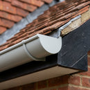 130mm Deepflow Aluminium Gutter Stop End — RAL 7035 (in use)