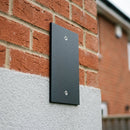 Aluminium Downpipe Access Plate 72x72mm — Textured Black (in use)