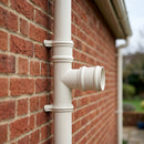 Traditional Aluminium Downpipe Branch 76mm Diameter — RAL 9010 / 112.5 Degrees (in use)