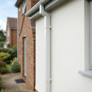 Aluminium Flush Joint Downpipe Sample — RAL 7035 / 72x72mm (in use)