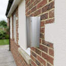 63mm Diameter Aluminium Downpipe Access Plate — RAL 9006 (in use)