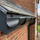 Deepflow Aluminium Gutter Length 130mm × 3m — Textured Black (in use)