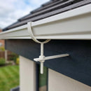 130mm Rise and Fall Gutter Bracket for Deepflow Aluminium System — RAL 9010 (in use)