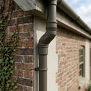 Traditional Adjustable Swanneck 76mm Dia Downpipe Connector — RAL 7022 (in use)