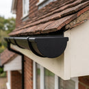 130mm Deepflow Aluminium Gutter Stop End — Textured Black (in use)