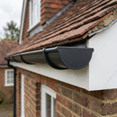 Half Round Aluminium Gutter Stop End - 125mm — RAL 7021 (in use)